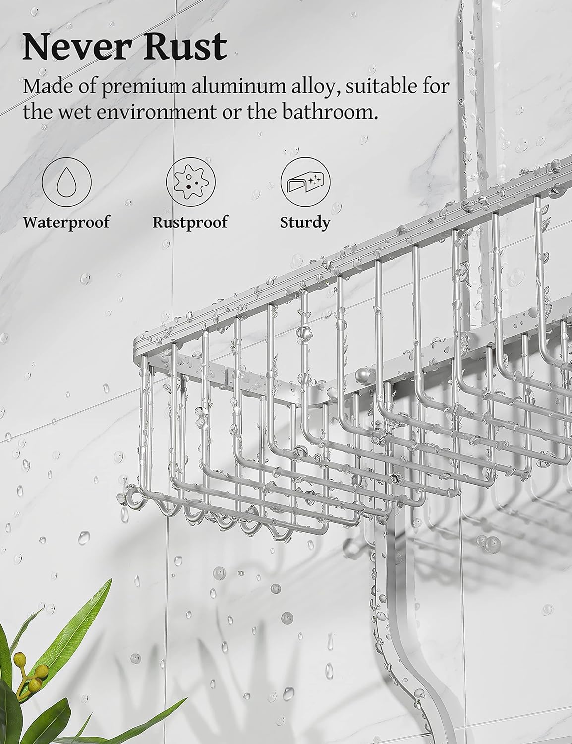 YASONIC Never Rust Shower Caddy Hanging, Aluminum Shower Racks for Inside Shower, 3-Tier Shower Organizer Hanging Over Shower Head with Hooks and Soap Holder, Silver