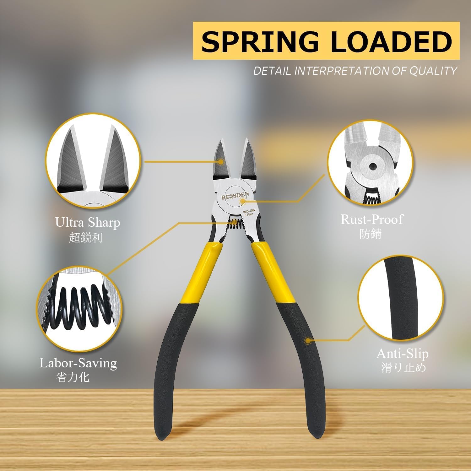 BOOSDEN Wire Cutter 6.5 inch Cutting Pliers Diagonal Cutter Metal Snipper