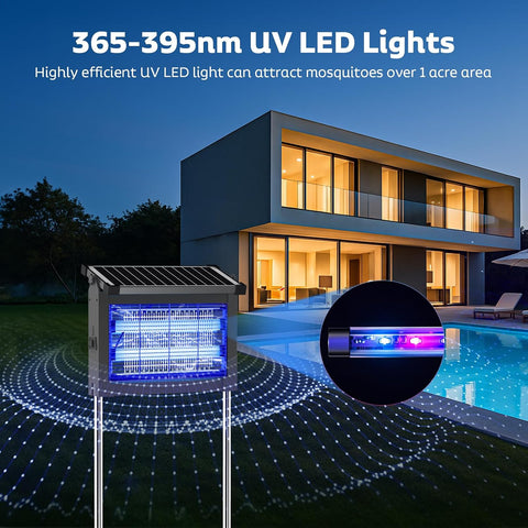 OnBeam Solar Bug Zapper Outdoor, 4500V Mosquito Zapper Fly Trap for Patio