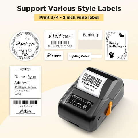 SUPVAN T50M Pro Bluetooth Label Maker Machine with Tape, Black