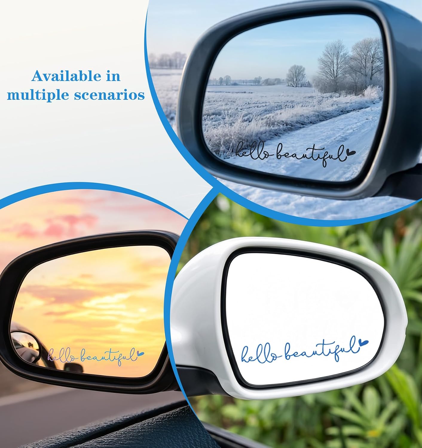 Hello Beautiful Mirror Decal, 10Pcs, Rearview Mirror Sticker