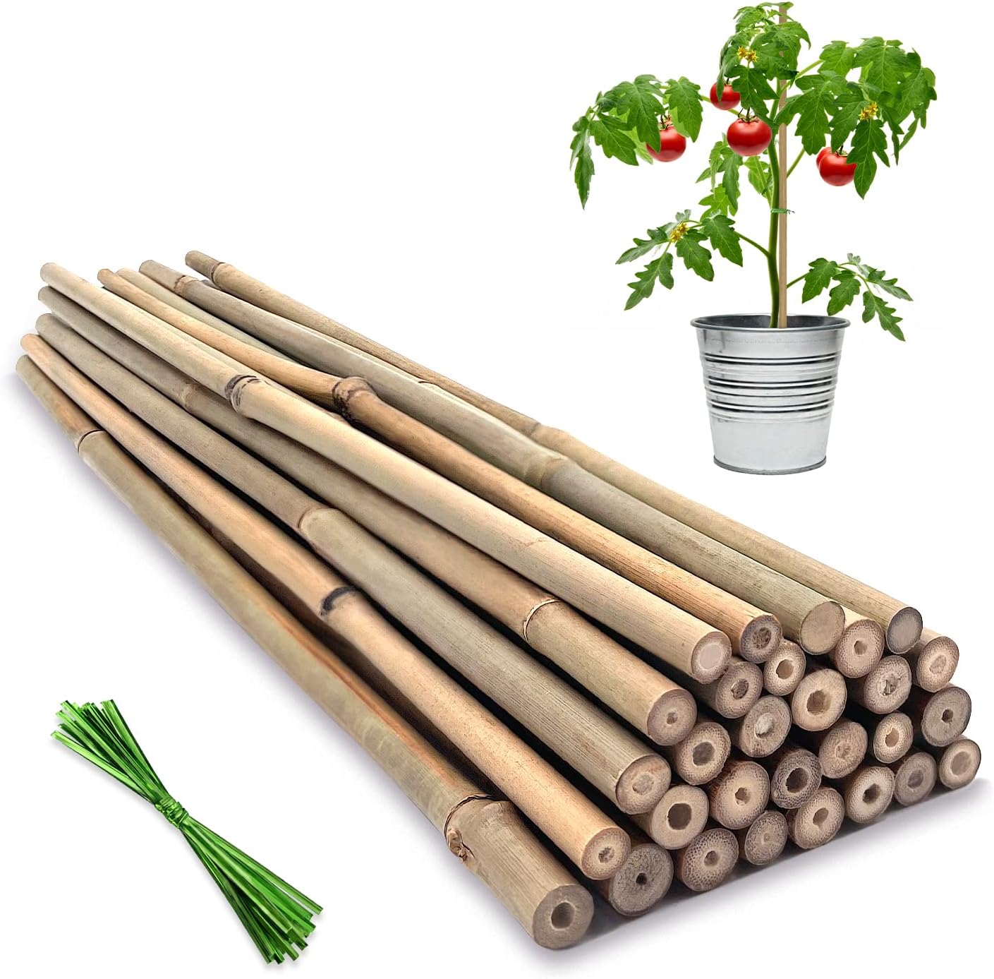 Plant Stakes,16IN Natural Garden Bamboo Sticks, 20Pcs Plant Support Stakes