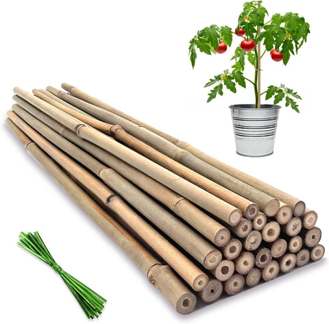Plant Stakes,16IN Natural Garden Bamboo Sticks, 20Pcs Plant Support Stakes