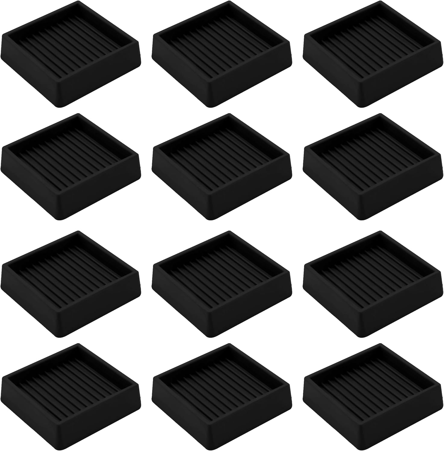 2X2 Rubber Caster Cups, Non Slip Furniture Pads - 12 Pack