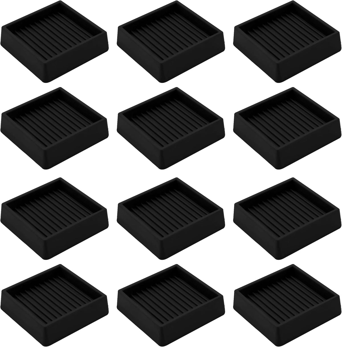 2X2 Rubber Caster Cups, Non Slip Furniture Pads - 12 Pack