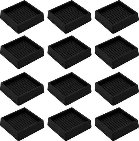 2X2 Rubber Caster Cups, Non Slip Furniture Pads - 12 Pack