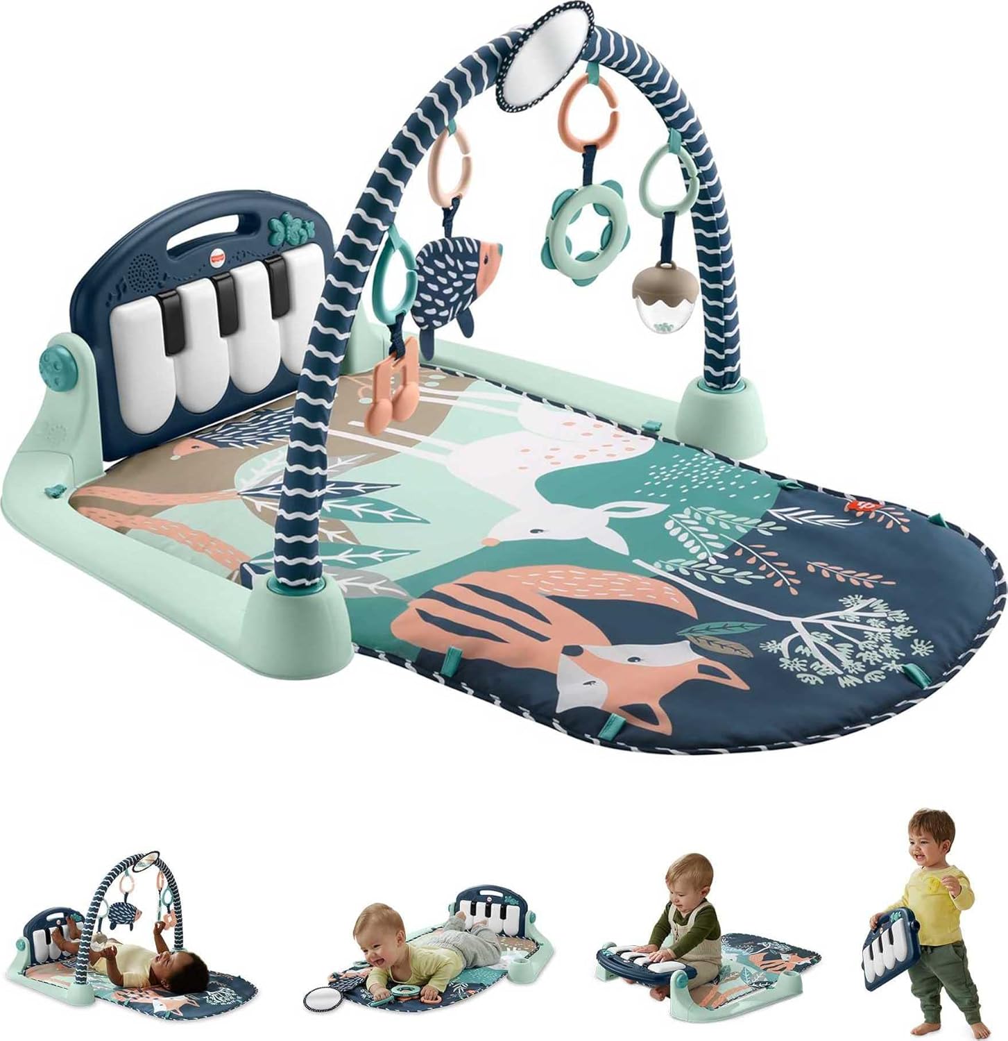 Fisher-Price Kick & Play Piano Gym, Navy Fawn