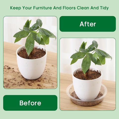 JERIA 40 Pack Clear Plant Saucers（6/8/10/12 Inch）,Plastic Flower Pot Trays,Round Durable Plant Drip Trays for Indoor and Outdoor