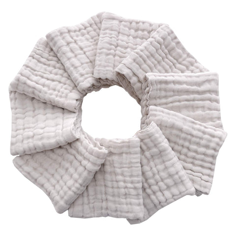 MUKIN Baby Washcloths - Natural Cotton Baby Wipes - Soft Newborn Face Towel for Sensitive Skin - 10 Pack, 12x12 inches