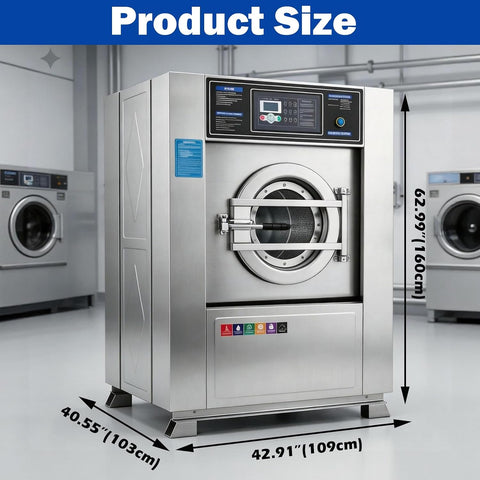 TECHTONGDA Commercial Washer and Dryer Industrial Washing Machine for Laundry Washing Dehydrating Drying 3-in-1 Commercial Washer Machine 44LBS Capacity for Workshop/Hospital/Hotel 220V 3PH