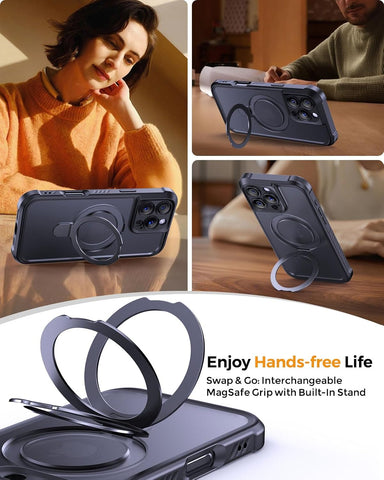 MOCCA Magnetic for iPhone 16 Pro Case with Stand,Black