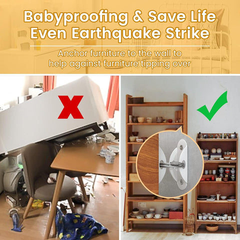 Furniture Anchors 10 Pack, Anti-Tip Furniture Straps for Baby Proofing