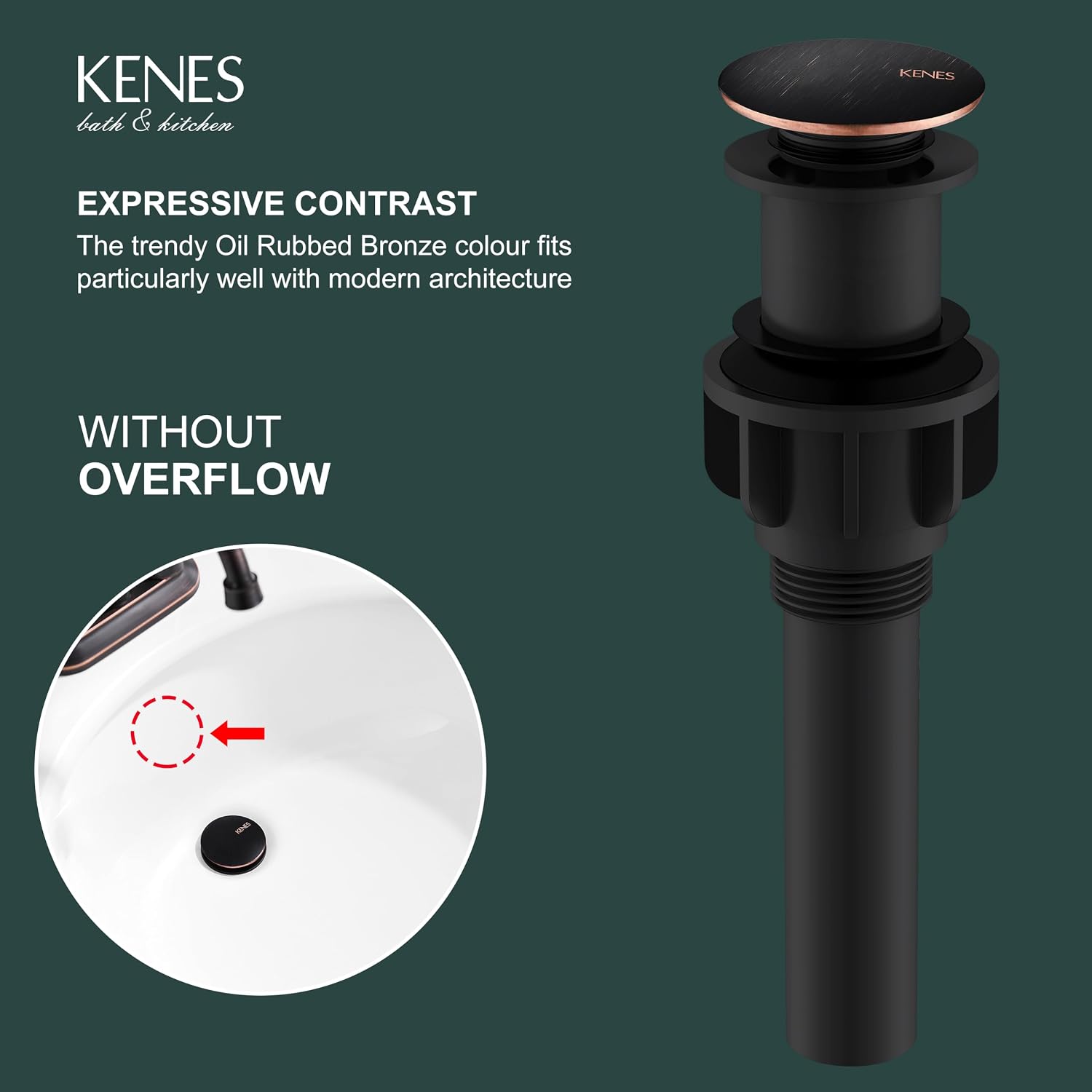 KENES 2 Pack Oil Rubbed Bronze Pop Up Bathroom Sink Drain Without Overflow