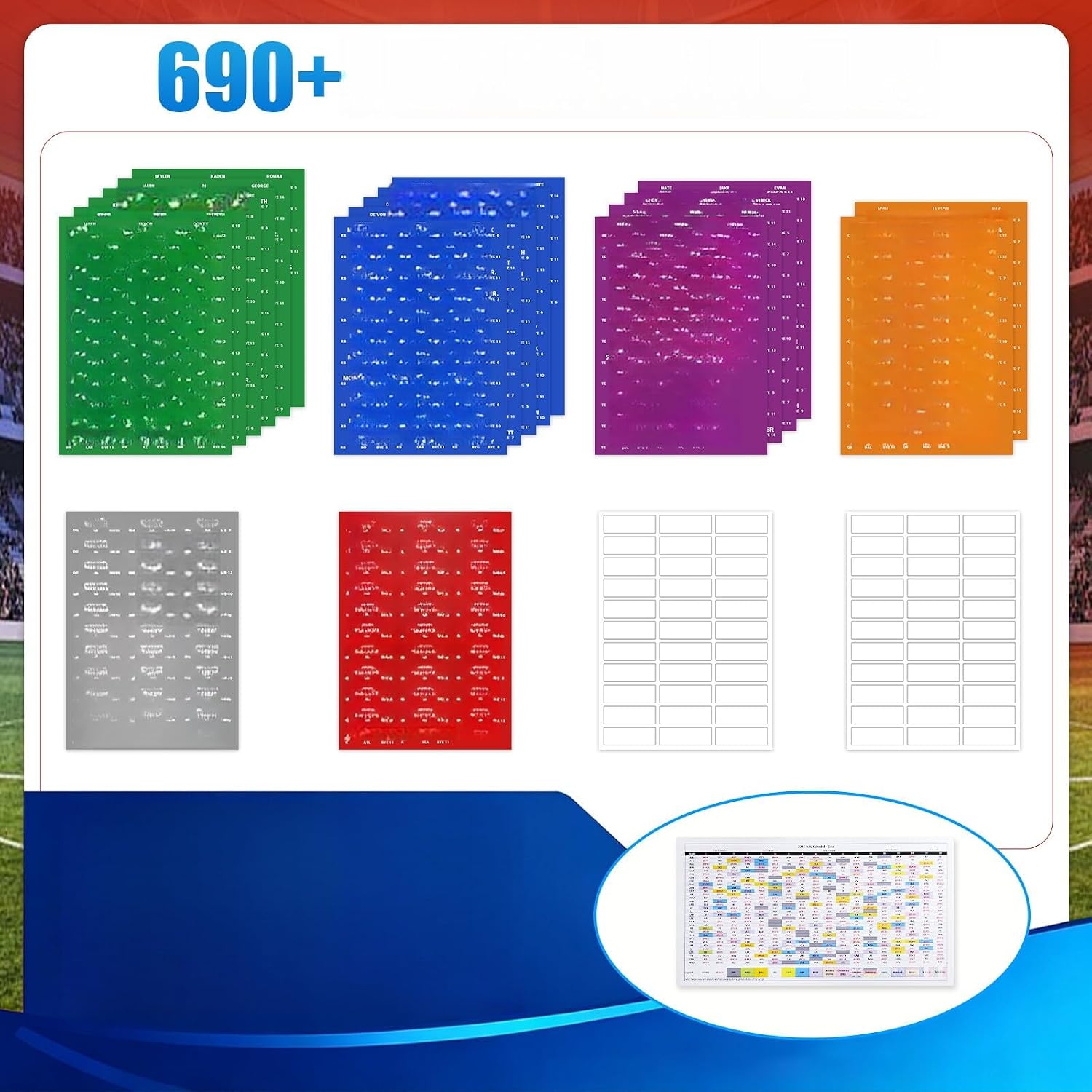 2026-2027 Fantas Football Draf Board Kit, Traceless 692+ Labels
