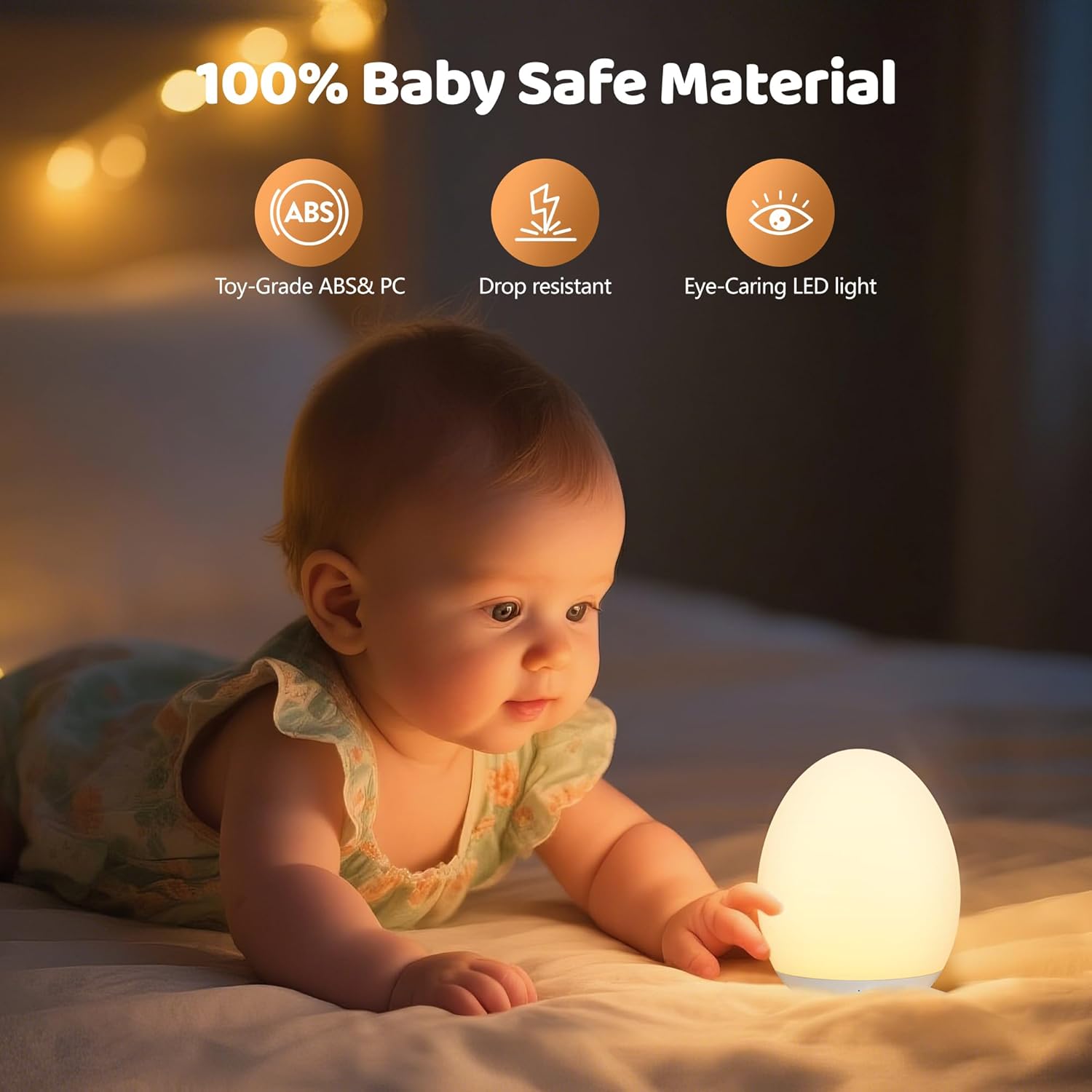 MediAcous Night Light for Kids, 7 Colors Changing Egg Light for Nursery