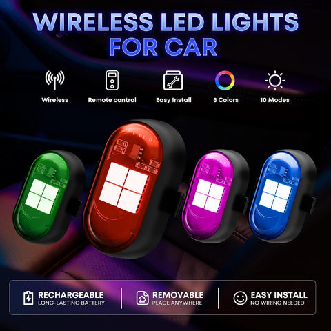 Wireless LED Lights for Car, Rechargeable Interior Car Lights