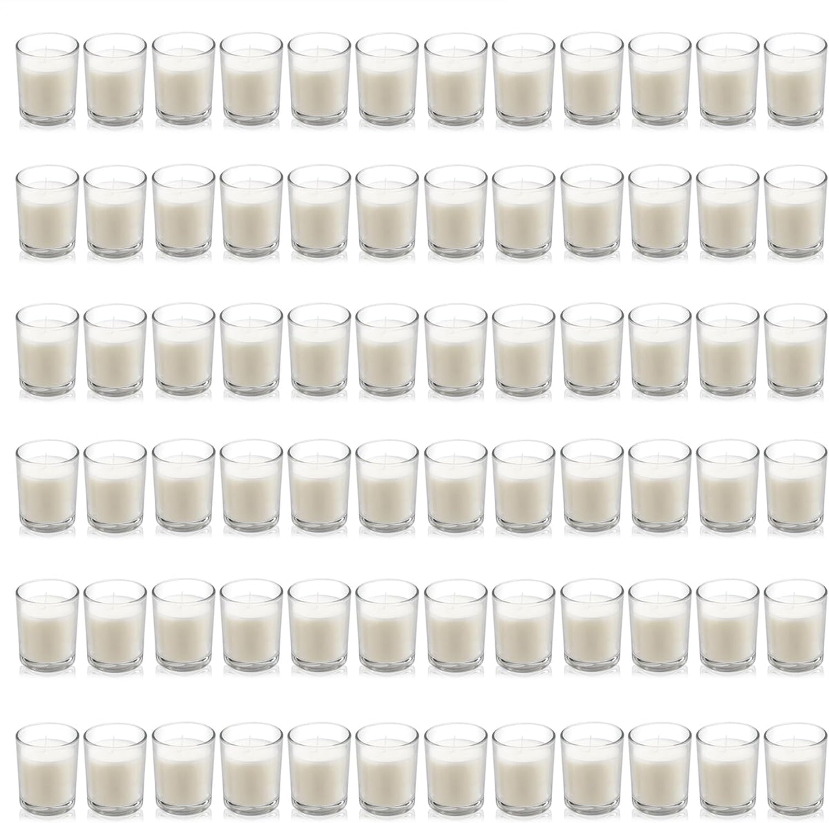 Housecret 72 Pack Warm White Unscented Clear Glass Filled Votive Candles. Hand Poured Wax Candle Ideal Gifts for Aromatherapy Spa Weddings Birthdays Holidays Party