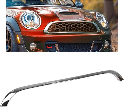 Kojem Chrome Grille Hood Molding Trim Compatible with 2007-2015 Mini Cooper R55 R56 R58 R59 Replacement for 51132751040 MC1235100 Front Grill Hood Trim Moulding