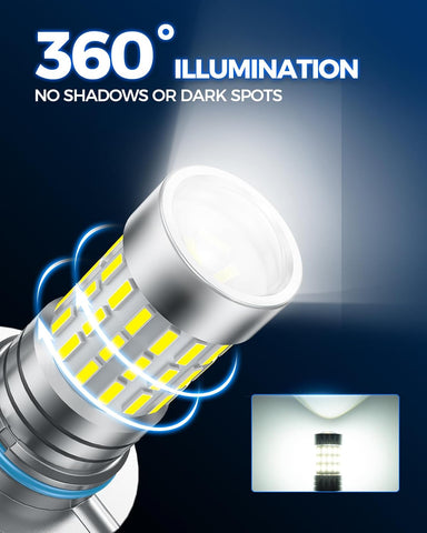 Marsauto 9145 H10 LED Fog Light Bulbs, 10,000 lumens 6000K Cool White, 48 Chips DRL Bulb, H10 Led Bulb 1:1 Mini Size 9140 9040 9045 Led Fog Lights, 360° Illumination, Side Marker Lights
