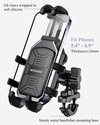 BRCOVAN Motorcycle Phone Mount Holder with Vibration Dampener