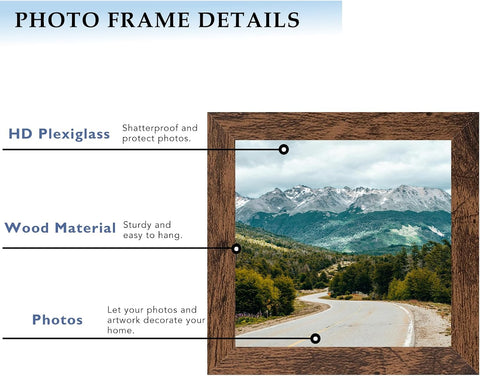 5x5 Picture Frame Deep Brown for Wall Hanging or Tabletop, Wood 5 x 5 Frame Photo Frame for Wall Horizontally or Vertically, Deep Brown, 3 Pack
