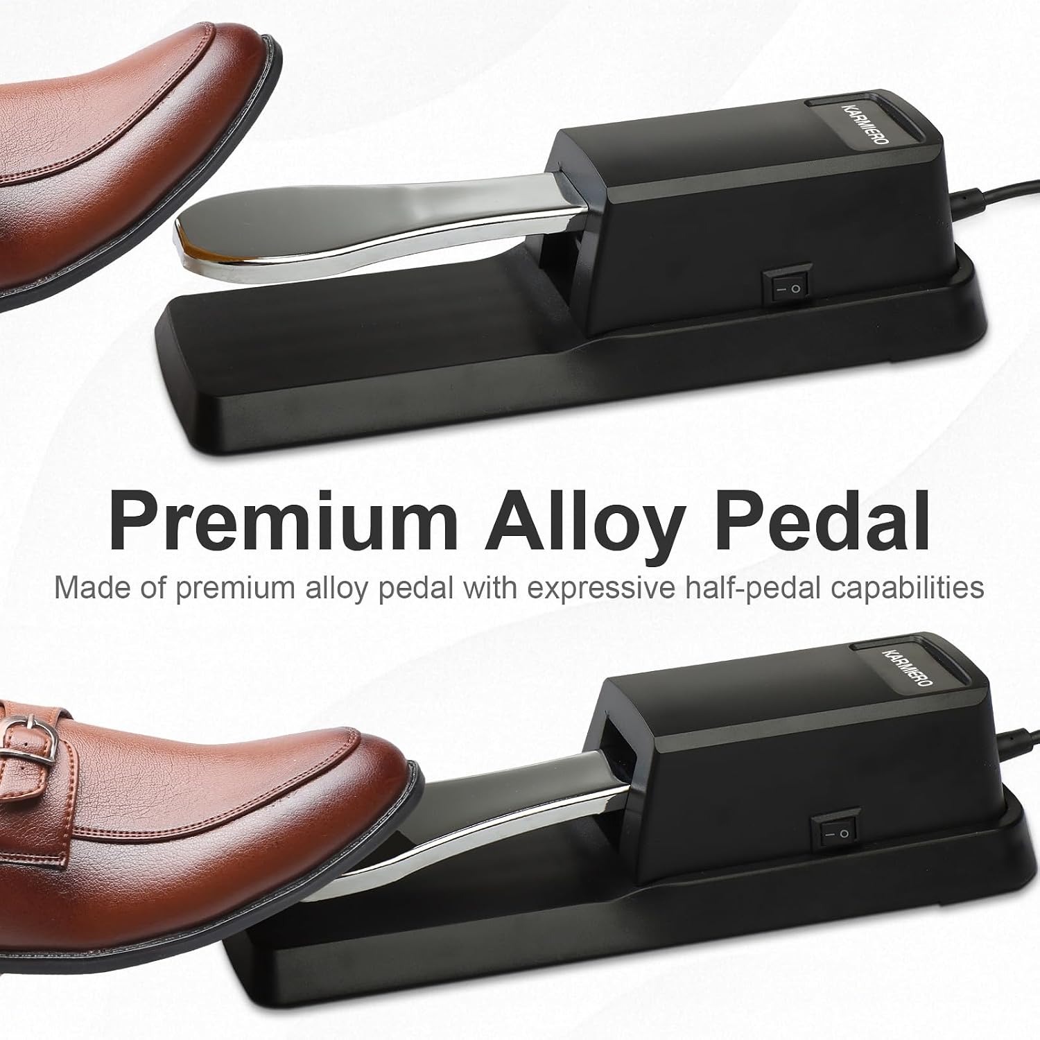 Sustain Pedal for Keyboard Universal, Premium Sustain Pedal, Piano Pedal for Keyboard with Polarity Switch for MIDI Keyboards, Digital Pianos, Yamaha, Casio and More, 1/4'' Input Plug by karmiero