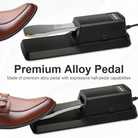 Sustain Pedal for Keyboard Universal, Premium Sustain Pedal, Piano Pedal for Keyboard with Polarity Switch for MIDI Keyboards, Digital Pianos, Yamaha, Casio and More, 1/4'' Input Plug by karmiero
