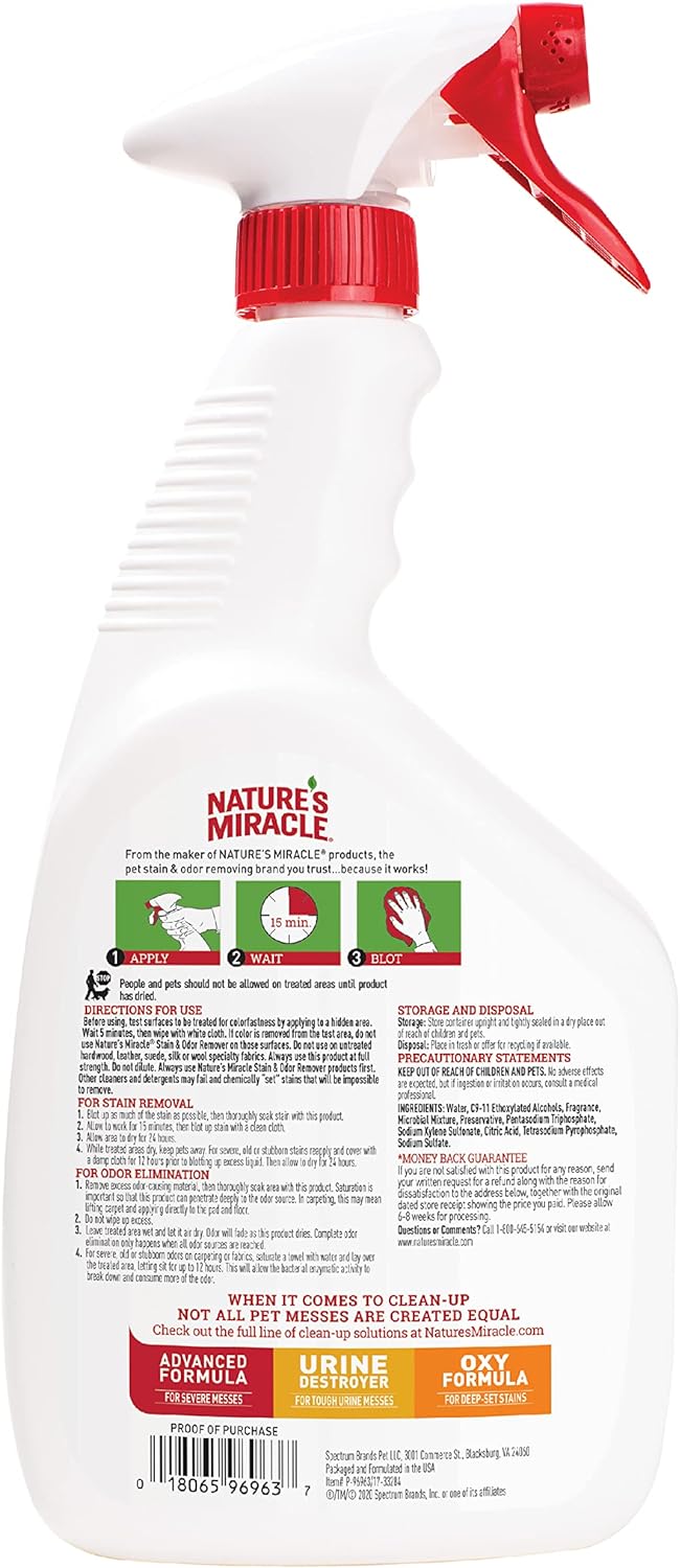 Nature’s Miracle Dog Stain & Odor Remover, Enzymatic Cleaner, 32 oz