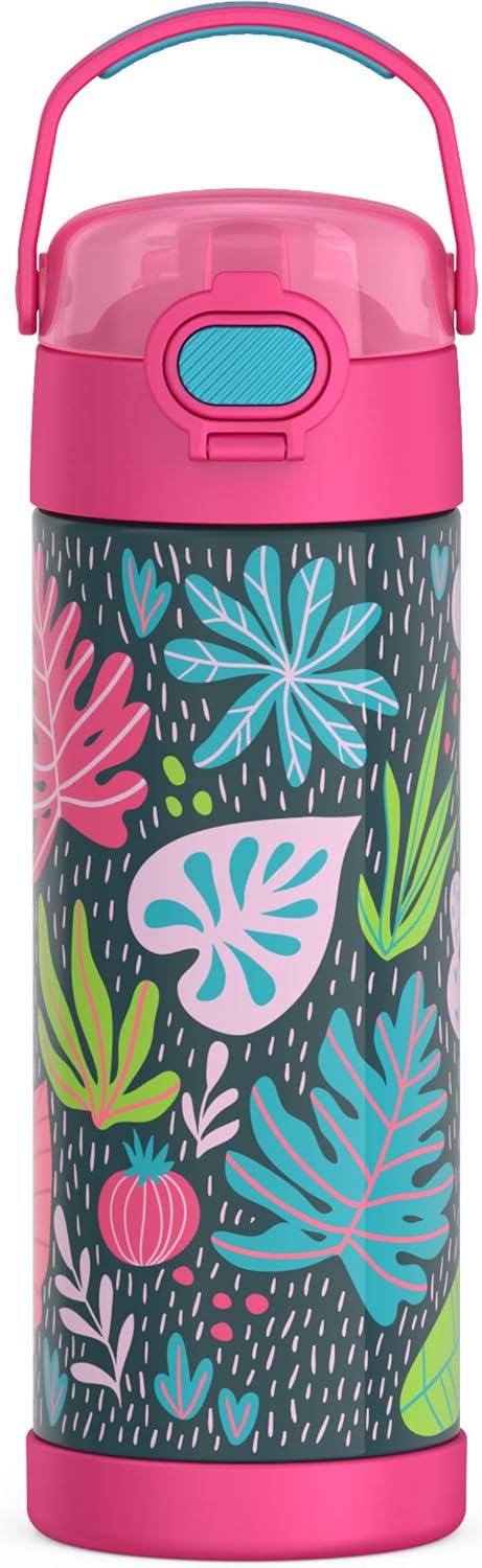 THERMOS FUNTAINER Water Bottle with Spout, 16oz, Tropical Foliage