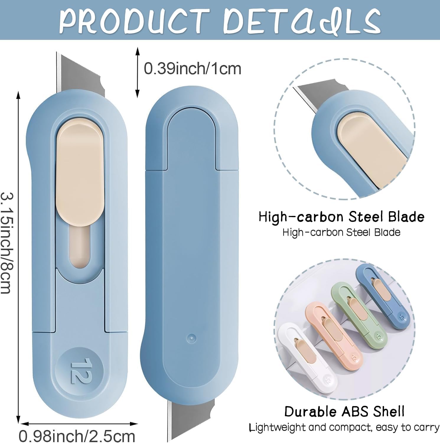4 PSC Box Cutter,Retractable Box Opener, Package Opener, Easy Slide Retractable Cute Utility Knife For Opening Daily Express Boxes, Envelopes, Packages, Paper tapes and more (4 PSC Box Cutter)