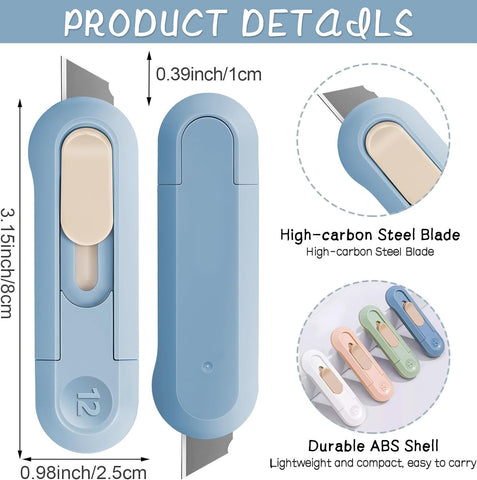 Box Cutter,Retractable Box Opener, Package Opener, Easy Slide Retractable Cute envelope opener for opening daily express boxes, envelopes, packages, paper tapes and more (8 Pcs Box Cutter)