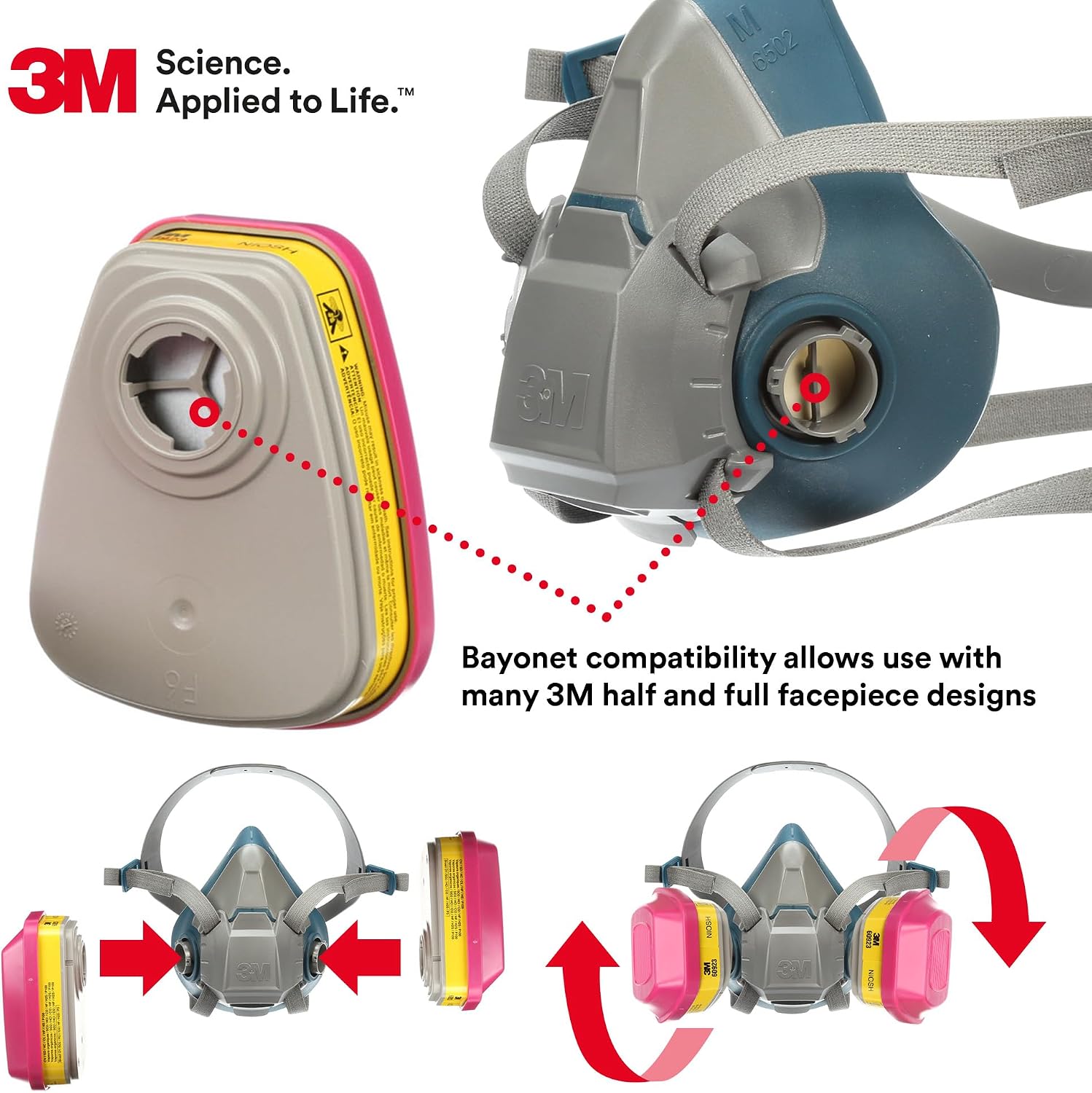 3M P100 Respirator Cartridge/Filter 60923, NIOSH Approved, 1 Pair