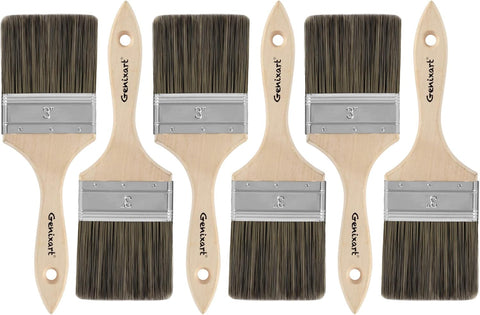 Double Thick Chip Paint Brush, 6 Pack, 3 inch / 75mm Stain Brushes for Painting Walls and Fence Staining, Wooden Handle Masonry Paintbrush for Varnish, Paste, Gesso and Limewash