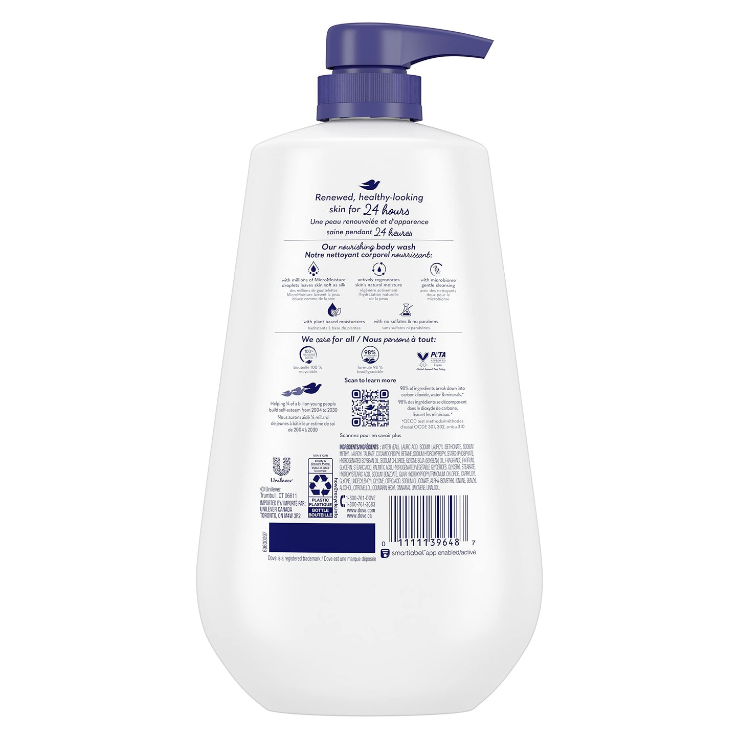 Dove Body Wash with Pump with Skin Natural Nourishers Instantly Soft Skin and Lasting Nourishment Deep Moisture Cleanser Effectively Washes Away Bacteria While Nourishing Your Skin 30.6 oz (Pack of 3)