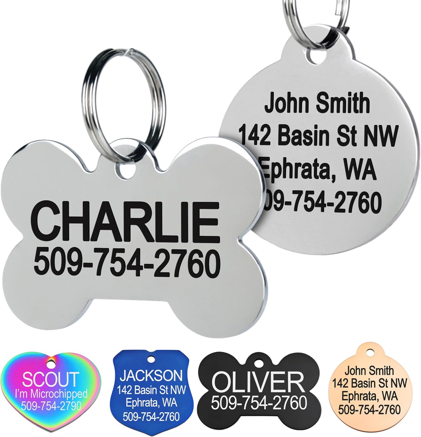 GoTags Stainless Steel Pet ID Tags, Personalized Dog Tags and Cat Tags