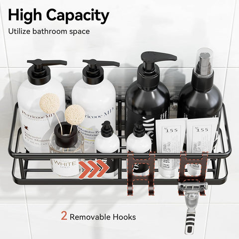 YASONIC Shower Caddy Adhesive, Rustproof Shower Organizer with Soap Holder, Large Capacity Shower Shelves for Inside Shower, No Drilling Bathroom Organizers and Storage for Home Decor 6 Pack Black