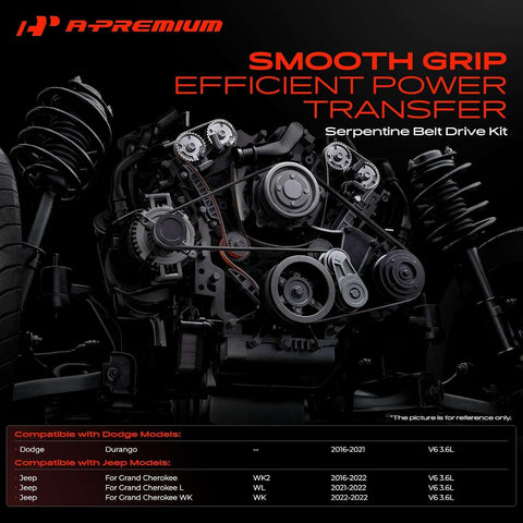 A-Premium Engine Serpentine Belt Drive Kit w/Tensioner & Idler Pulley