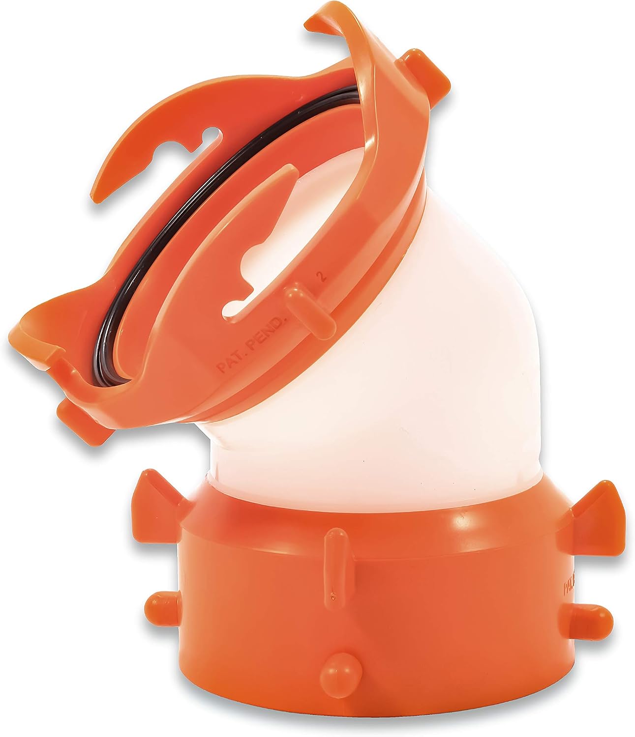 Camco RhinoFLEX Clear 45-Degree Camper/RV Sewer Hose Swivel Fitting - Features a Swivel Lug Fitting & a 4-Prong Bayonet Fitting - Made of Heavy-Duty Resin (39847)
