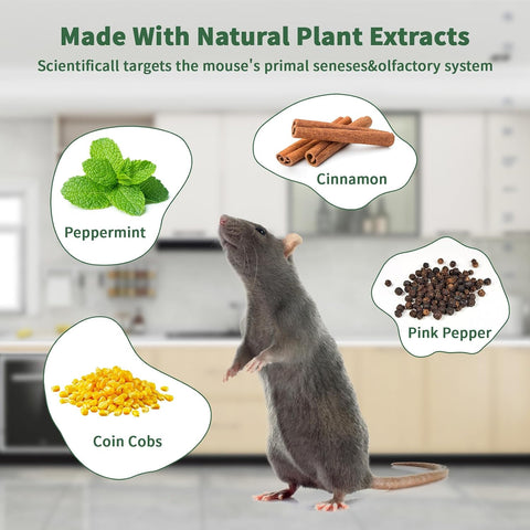 Mouse Rodent Repellent, 32 Pack Natural Mouse Repellent Peppermint Oil for Mice, Rats, Squirrels and Pests, Keeps Pests Away Effectively from Garden & Home,Camper, Warehouse,Indoor & Outdoor Use