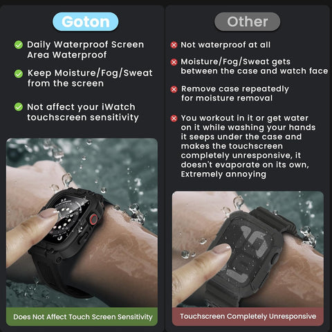 Goton 3 in 1 Waterproof Case with Band Compatible for Apple Watch
