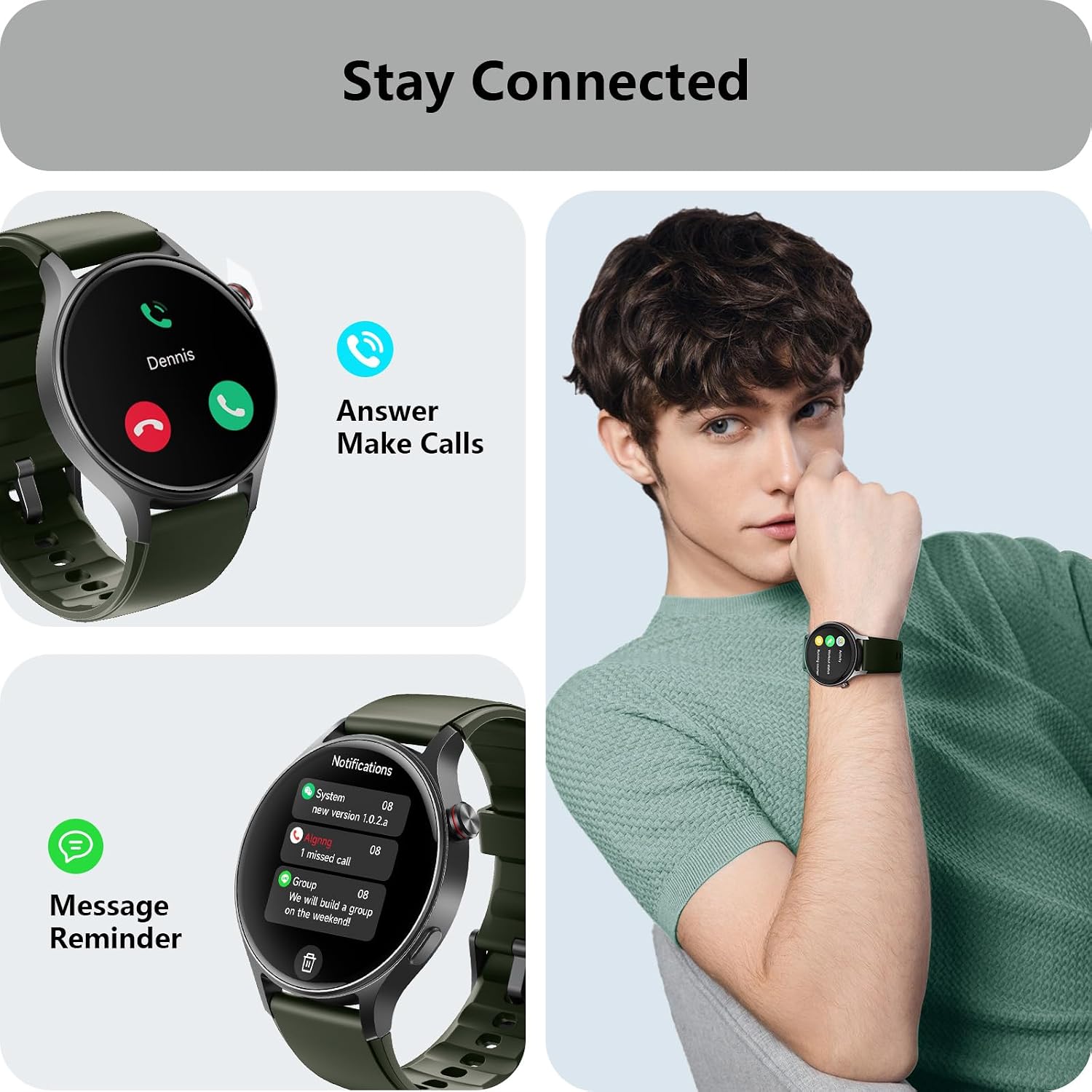 Smart Watch for Men Women, Answer/Make Call, AMOLED Ultra-Clear Screen Activity Trackers with Heart Rate/Sleep/SpO2 Monitor, Smartwatch for iPhone/Samsung/Android, 110+ Sport Modes, 3ATM Waterproof