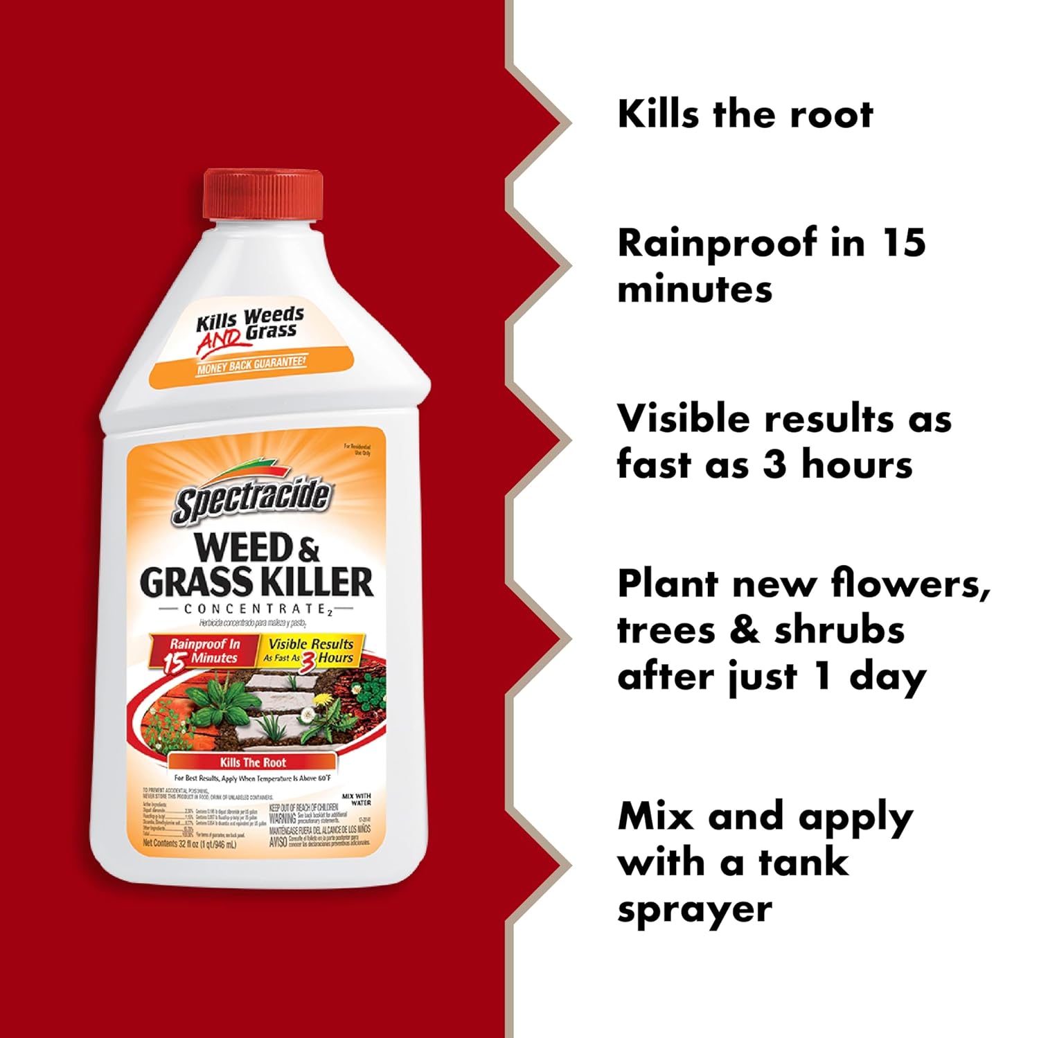 Spectracide Weed & Grass Killer Concentrate for Driveways & Walkways, 40 Oz