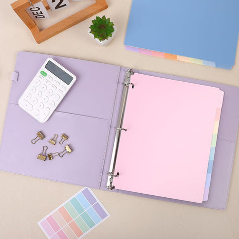 SKYDUE 8 Tab Write & Erase Durable Plastic Dividers for 3 Ring Binders