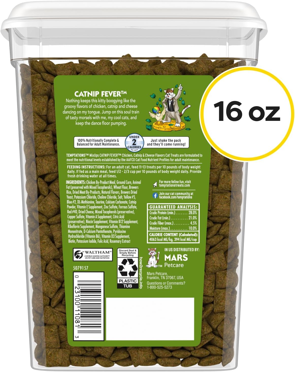 Temptations MixUps Crunchy and Soft Cat Treats, Catnip Fever, 16 oz