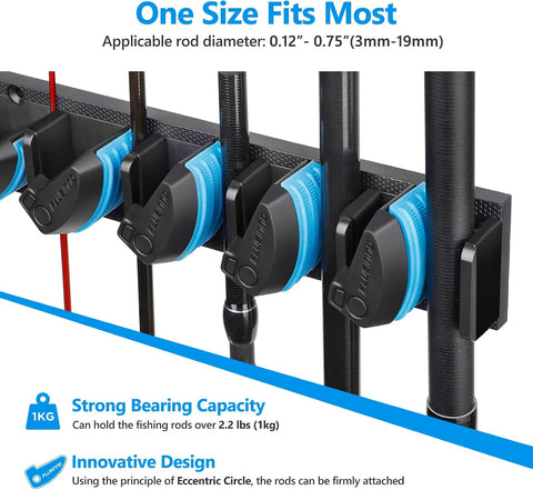 PLUSINNO V9 Vertical Fishing Rod Holder, Wall Mounted Fishing Rod Rack, Fishing Pole Holder Holds Up to 9 Rods or Combos, Fishing Rod Holders for Garage,Fishing Gear and fishing Gifts for Men