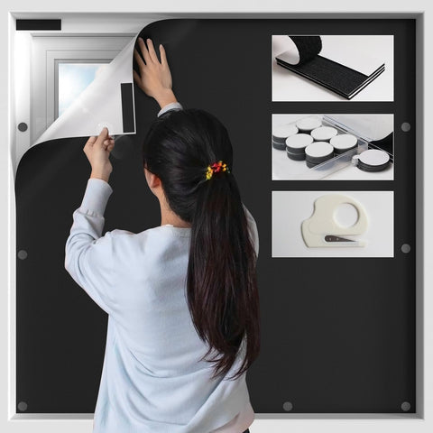 BKSAI 100% Blackout Window Cover, Portable Magnetic Black Out Curtains for Window, Black Out Shades No Drill Cuttable Blackout Blinds for Bedroom, RV, Nursery, Media Room, 39x57 inch, 2Pack