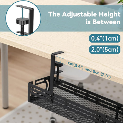 Under Desk Cable Management Tray, No Drill Mesh Cable Tray Cord Organizer
