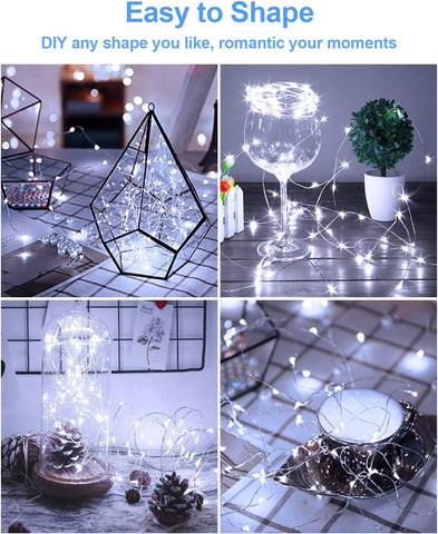 20 Pack Fairy Lights Battery Operated 3.3ft 20 LED Mini String Lights Copper Wire Twinkle Lights for Mason Jars Festivals Wedding Christmas Party Centerpiece Table Decorations, Warm White & Cool White