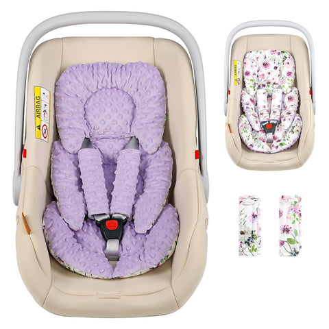 GFU Infant Car Seat Insert Head and Body Support with 2 Strap Pads Purple