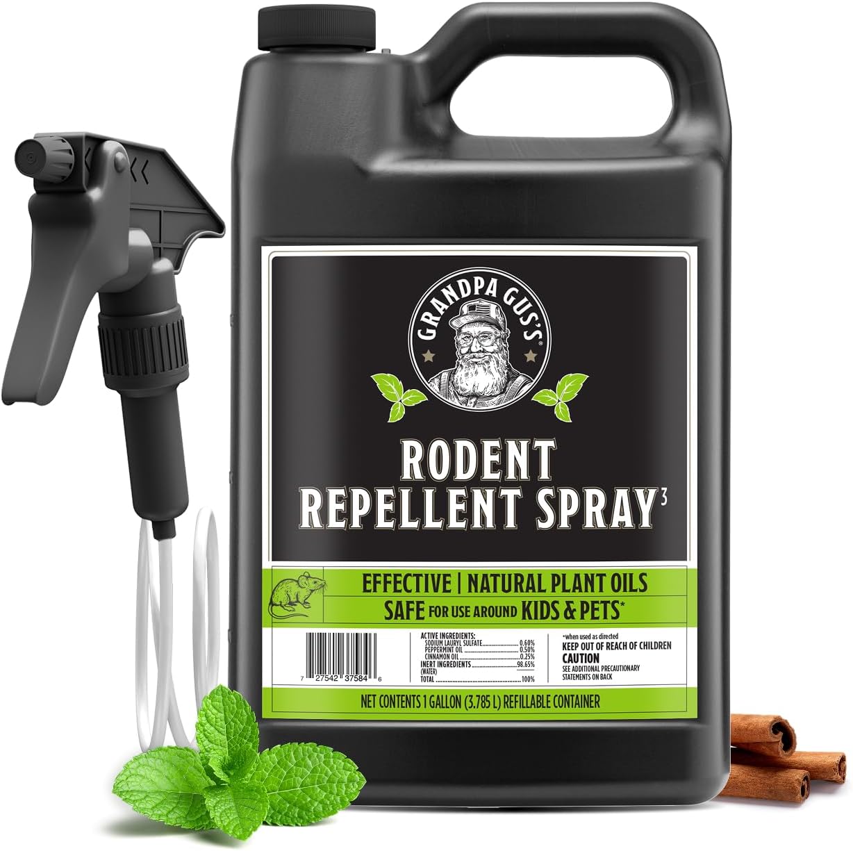 Grandpa Gus's Rodent Repellent Spray, Natural Peppermint Oil, 128 Fl Oz